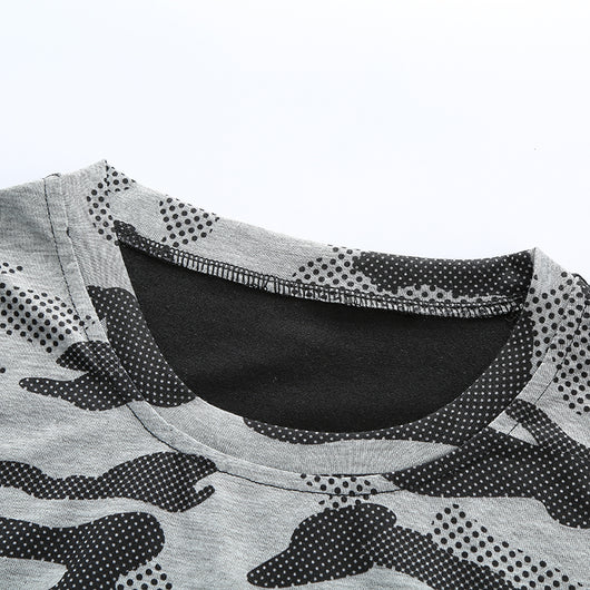 Camiseta Cuello Redondo Camuflaje con Estampado de Letras - Image 22