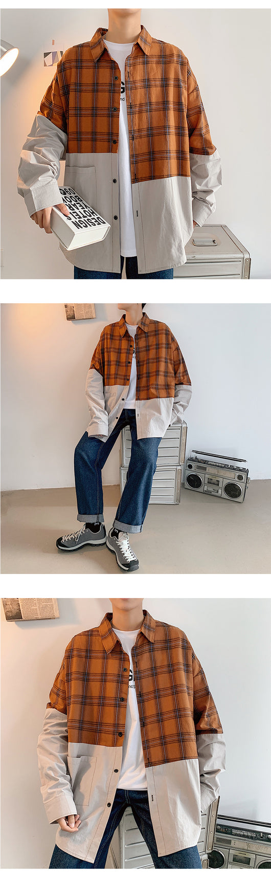 Camisa de Cuadros Japonesa con Costuras Artesanales para Hombre - Image 10