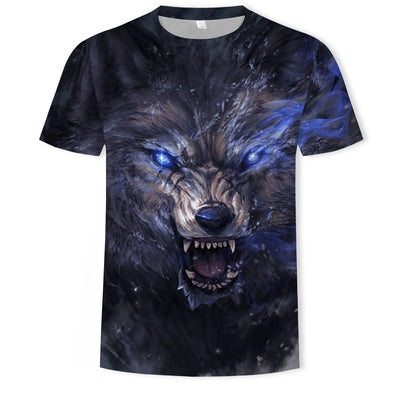 Playera con Estampado 3D de Cabeza de Lobo para Hombre - Image 9