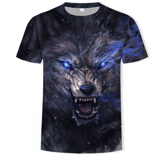 Playera con Estampado 3D de Cabeza de Lobo para Hombre - Image 9