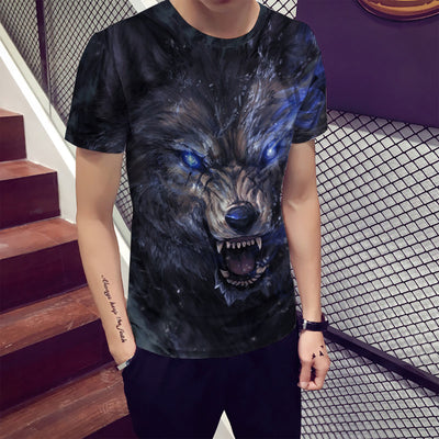 Playera con Estampado 3D de Cabeza de Lobo para Hombre - Image 13