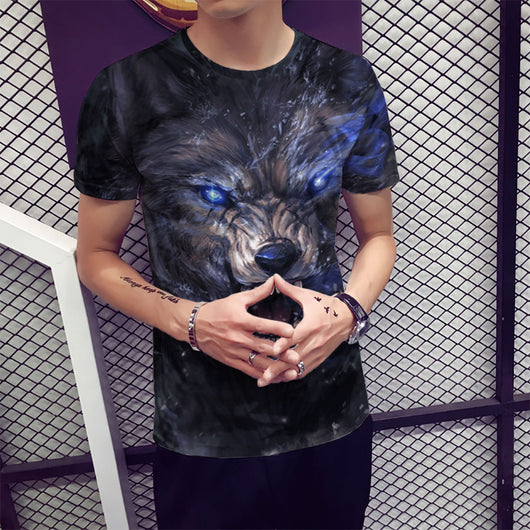 Playera con Estampado 3D de Cabeza de Lobo para Hombre - Image 14