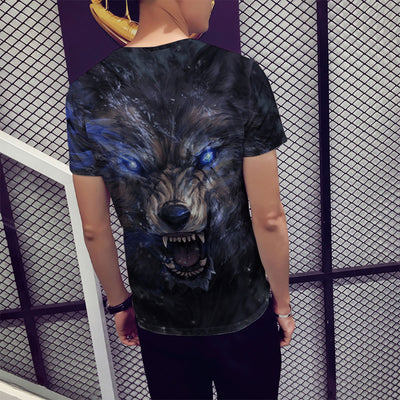 Playera con Estampado 3D de Cabeza de Lobo para Hombre - Image 15