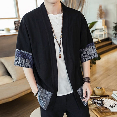Chaqueta Cardigan Hanfu Étnico Retro - Camisa Suelta de Algodón para Hombre - Image 6