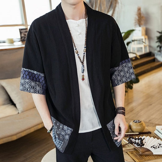 Chaqueta Cardigan Hanfu Étnico Retro - Camisa Suelta de Algodón para Hombre - Image 6