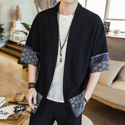 Chaqueta Cardigan Hanfu Étnico Retro - Camisa Suelta de Algodón para Hombre - Image 8