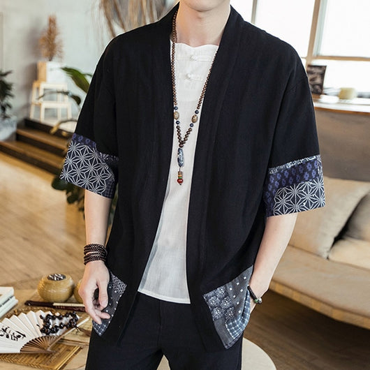 Chaqueta Cardigan Hanfu Étnico Retro - Camisa Suelta de Algodón para Hombre - Image 8
