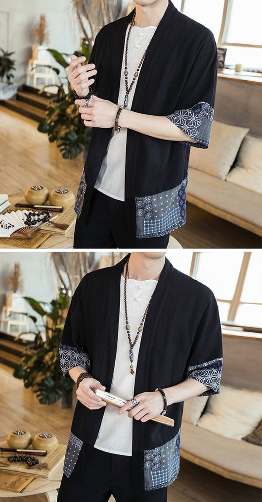 Chaqueta Cardigan Hanfu Étnico Retro - Camisa Suelta de Algodón para Hombre - Image 10