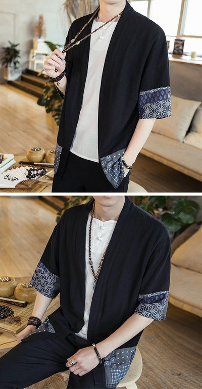 Chaqueta Cardigan Hanfu Étnico Retro - Camisa Suelta de Algodón para Hombre - Image 11