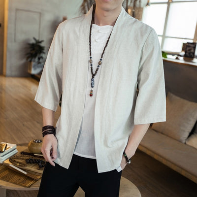 Chaqueta Cardigan Hanfu Étnico Retro - Camisa Suelta de Algodón para Hombre - Image 12