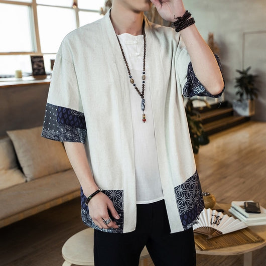 Chaqueta Cardigan Hanfu Étnico Retro - Camisa Suelta de Algodón para Hombre - Image 13