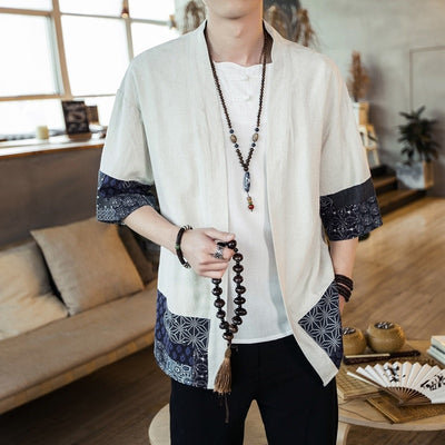 Chaqueta Cardigan Hanfu Étnico Retro - Camisa Suelta de Algodón para Hombre - Image 14