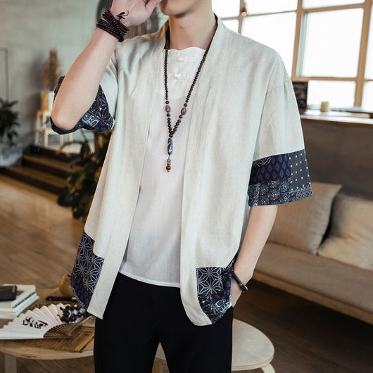 Chaqueta Cardigan Hanfu Étnico Retro - Camisa Suelta de Algodón para Hombre - Image 15