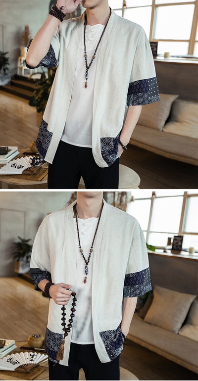 Chaqueta Cardigan Hanfu Étnico Retro - Camisa Suelta de Algodón para Hombre - Image 17