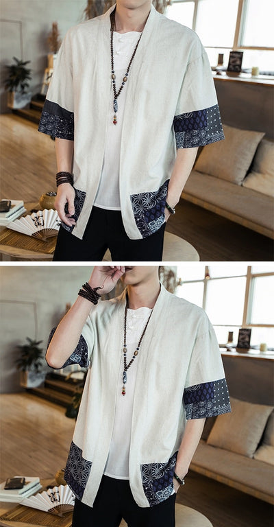 Chaqueta Cardigan Hanfu Étnico Retro - Camisa Suelta de Algodón para Hombre - Image 18