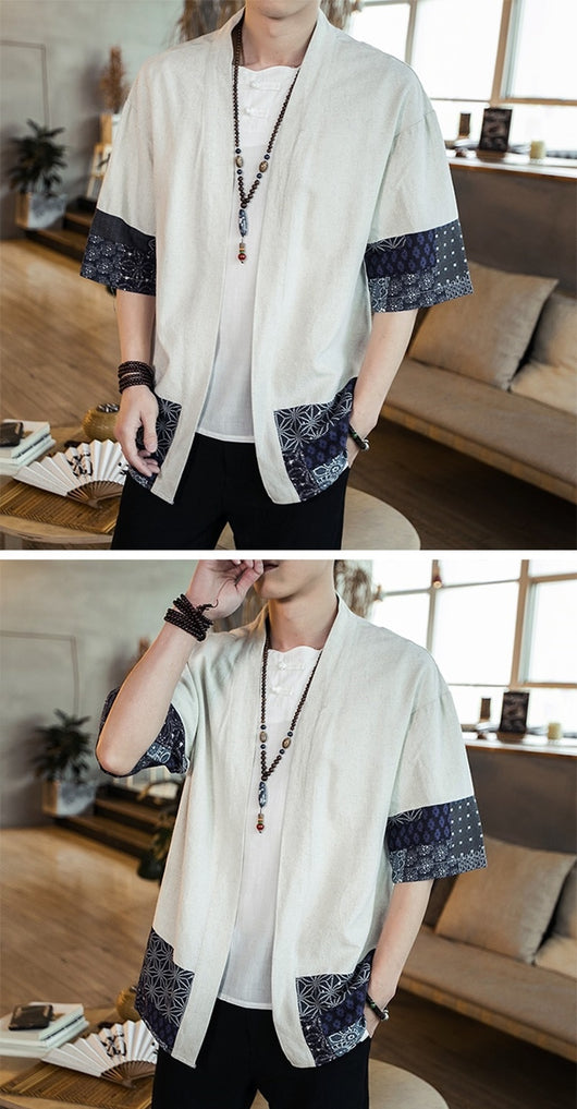Chaqueta Cardigan Hanfu Étnico Retro - Camisa Suelta de Algodón para Hombre - Image 18