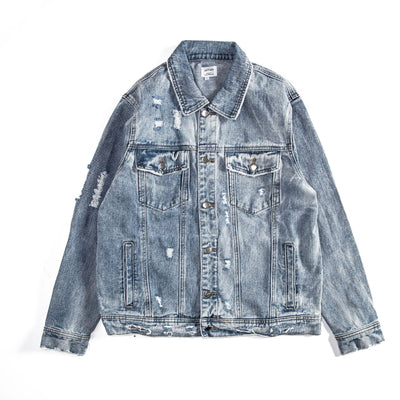 Chaqueta de Mezclilla Suelta con Estampado de Luna para Hombre - Image 6