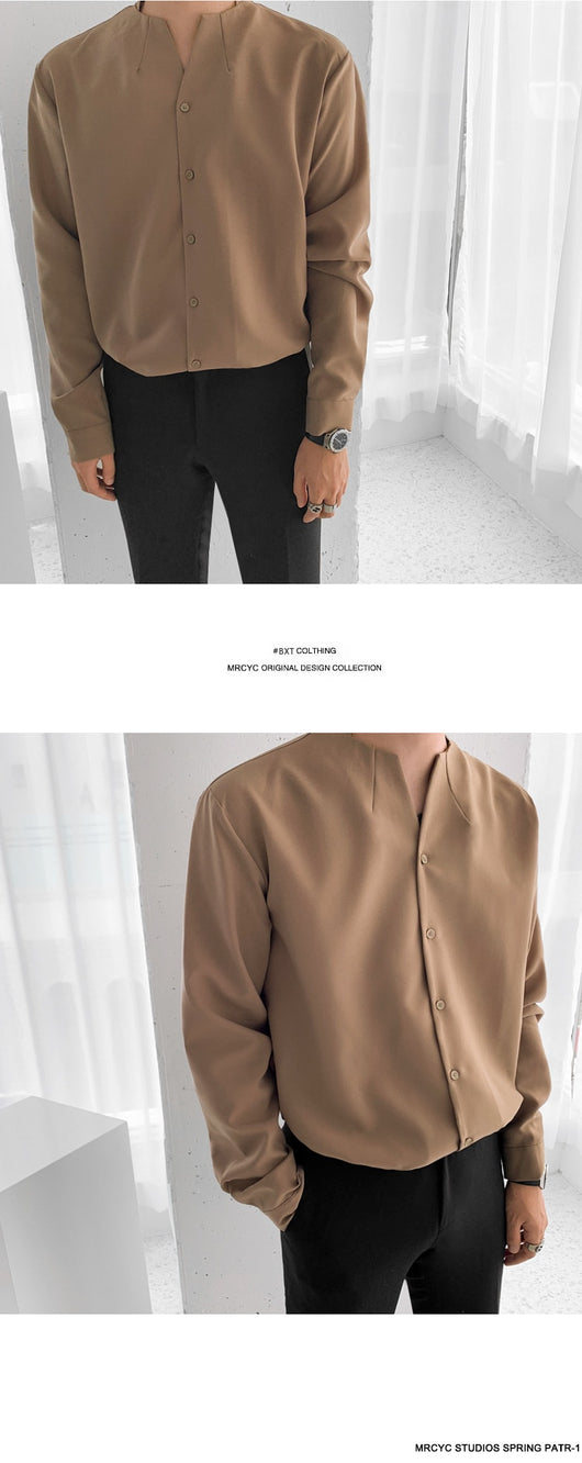 Camisa Slim Fit con Cuello Mao - Manga Larga Elegante para Hombre - Image 12