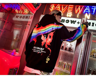 Sudadera Hip Hop Rainbow con Estampado Mariposa - Hoodie Streetwear Casual Unisex - Image 7