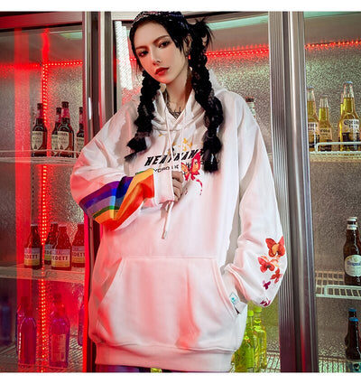 Sudadera Hip Hop Rainbow con Estampado Mariposa - Hoodie Streetwear Casual Unisex - Image 8
