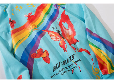 Sudadera Hip Hop Rainbow con Estampado Mariposa - Hoodie Streetwear Casual Unisex - Image 17