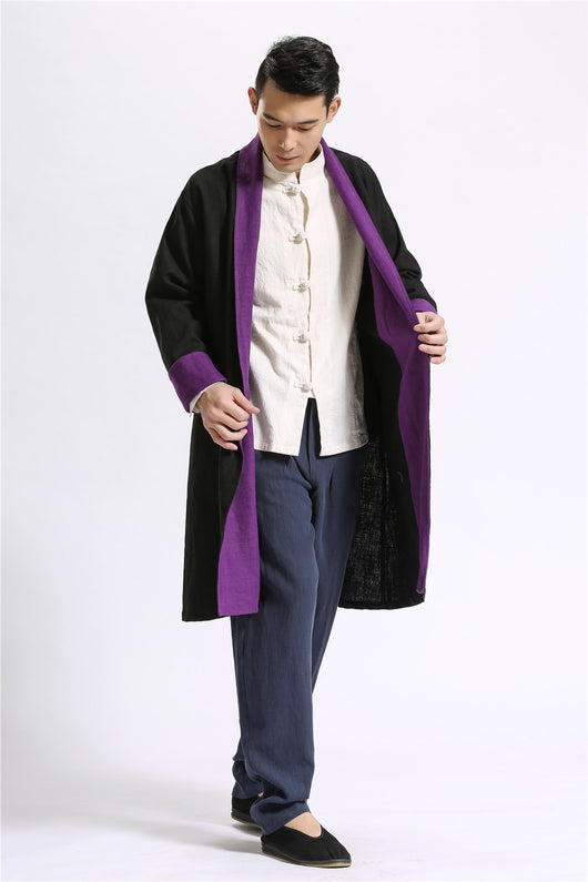 Cardigan Largo de Lino Liso para Hombre - Image 6
