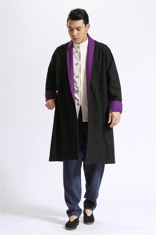 Cardigan Largo de Lino Liso para Hombre - Image 8