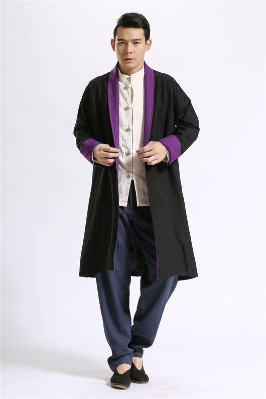 Cardigan Largo de Lino Liso para Hombre - Image 9