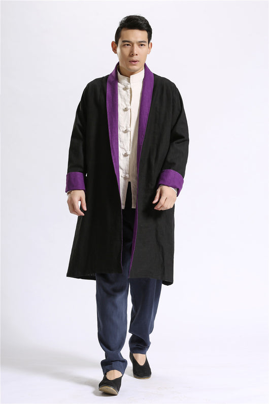 Cardigan Largo de Lino Liso para Hombre - Image 10