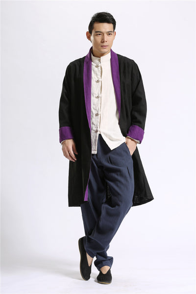 Cardigan Largo de Lino Liso para Hombre - Image 11