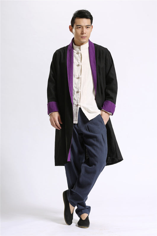Cardigan Largo de Lino Liso para Hombre - Image 11