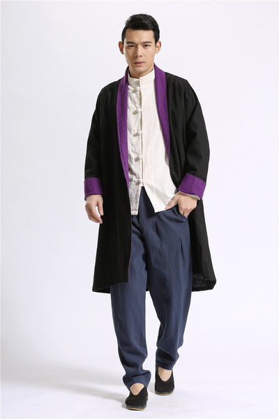 Cardigan Largo de Lino Liso para Hombre - Image 12