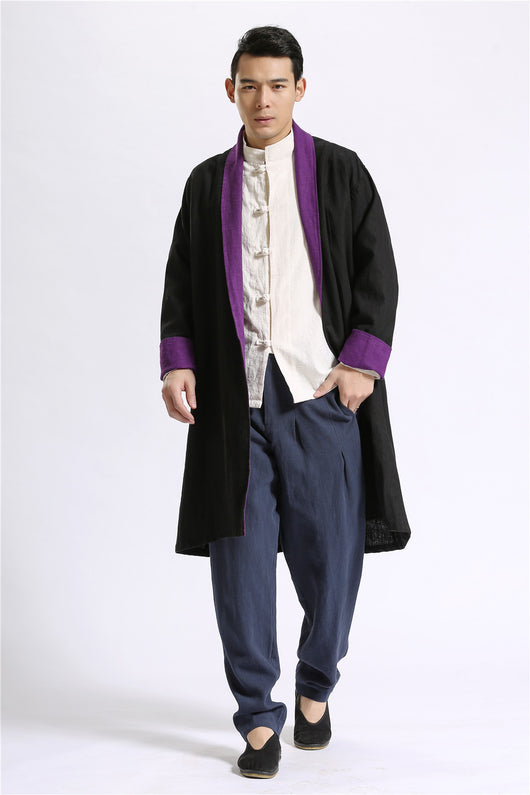 Cardigan Largo de Lino Liso para Hombre - Image 12
