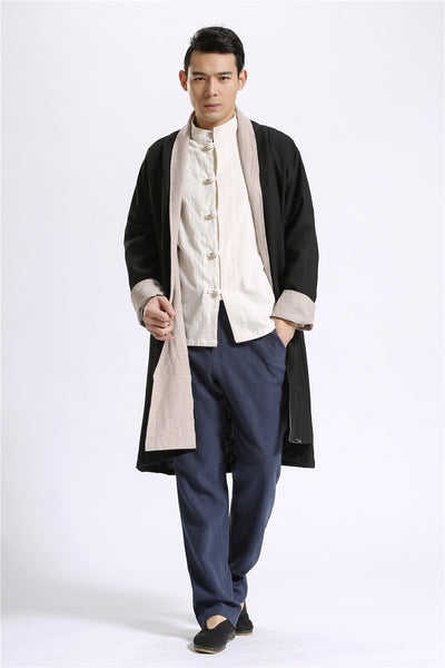 Cardigan Largo de Lino Liso para Hombre - Image 13