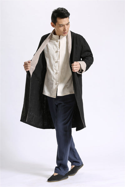 Cardigan Largo de Lino Liso para Hombre - Image 14