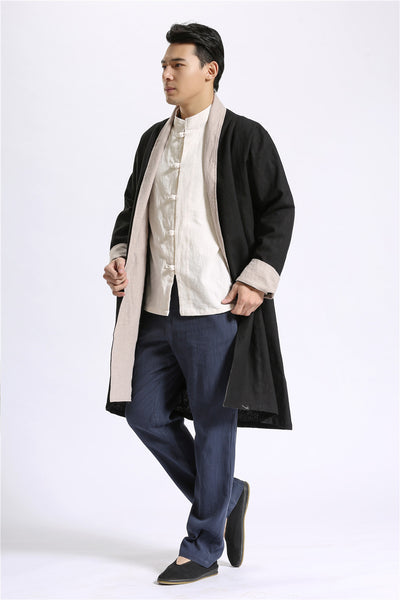 Cardigan Largo de Lino Liso para Hombre - Image 16
