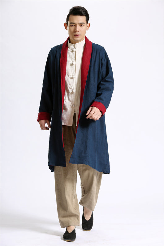 Cardigan Largo de Lino Liso para Hombre - Image 19