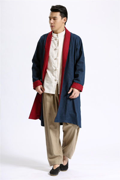 Cardigan Largo de Lino Liso para Hombre - Image 20