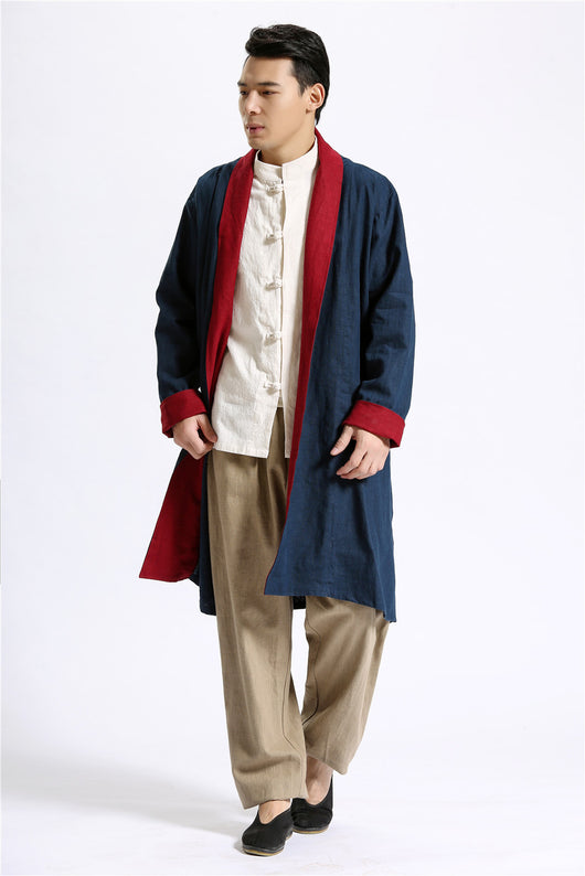 Cardigan Largo de Lino Liso para Hombre - Image 20