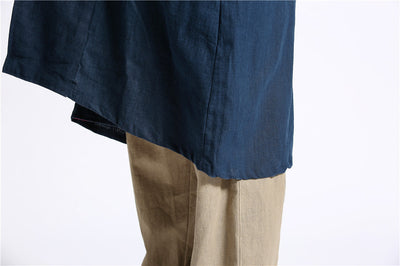 Cardigan Largo de Lino Liso para Hombre - Image 24