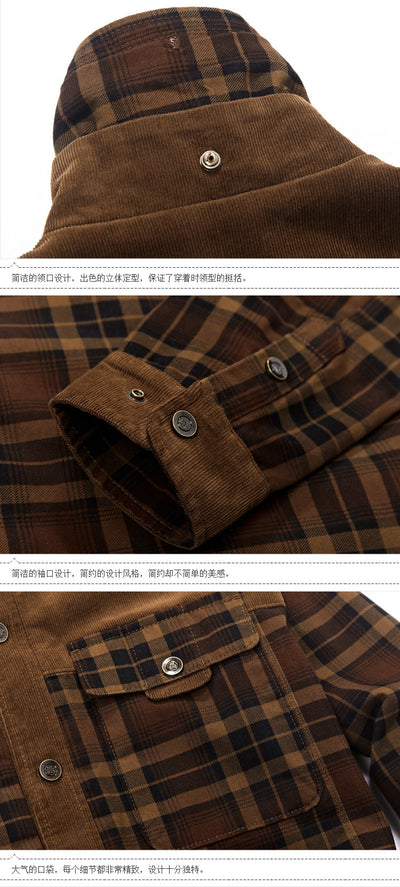 Camisa de Cuadros Térmica para Hombre - Algodón Cálido Manga Larga - Image 9