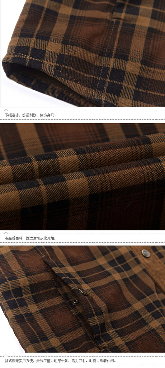 Camisa de Cuadros Térmica para Hombre - Algodón Cálido Manga Larga - Image 10
