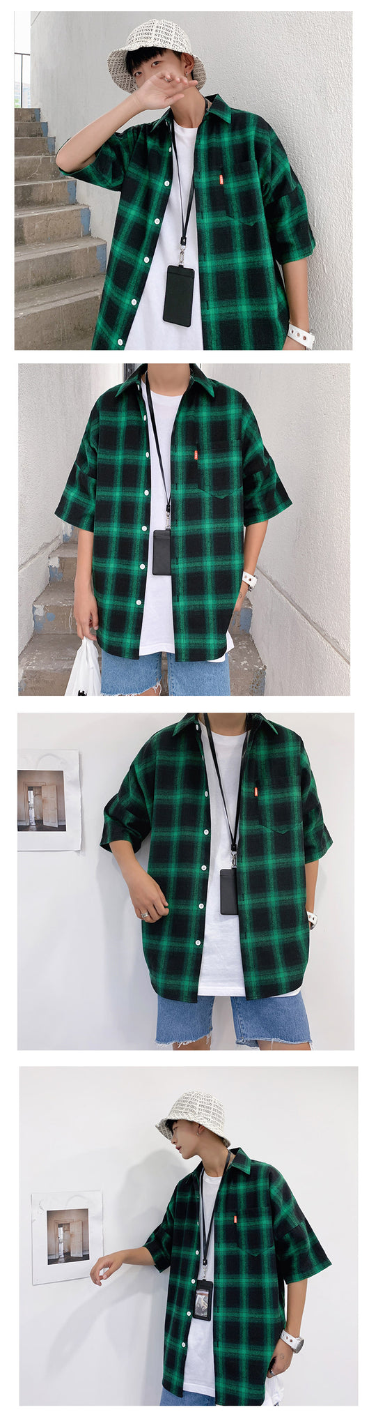 Camisa casual de cuadros para hombre - Image 7