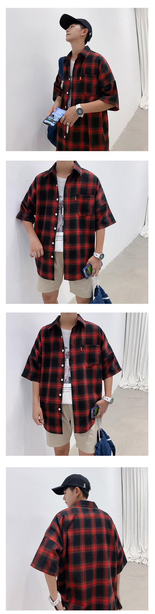 Camisa casual de cuadros para hombre - Image 11