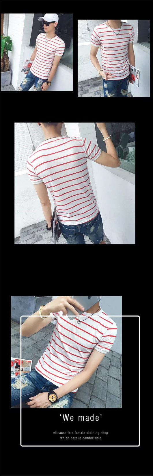 Playera de Rayas Japonesa para Hombre - Diseño Fresco de Verano - Image 4