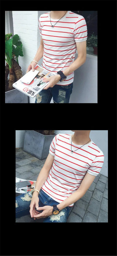 Playera de Rayas Japonesa para Hombre - Diseño Fresco de Verano - Image 5