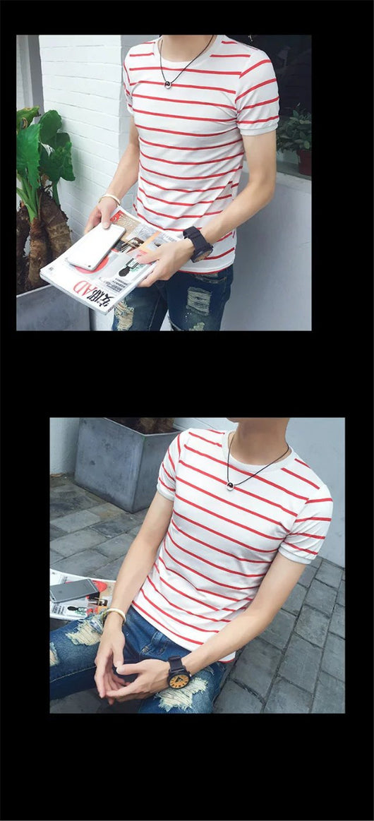 Playera de Rayas Japonesa para Hombre - Diseño Fresco de Verano - Image 5