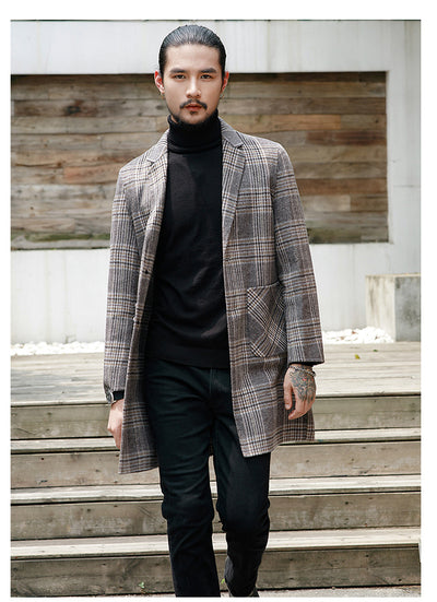 Abrigo de Lana Reversible Cuadros y Pata de Gallo para Hombre - Image 11