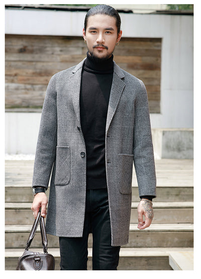 Abrigo de Lana Reversible Cuadros y Pata de Gallo para Hombre - Image 14