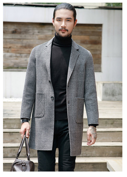 Abrigo de Lana Reversible Cuadros y Pata de Gallo para Hombre - Image 14
